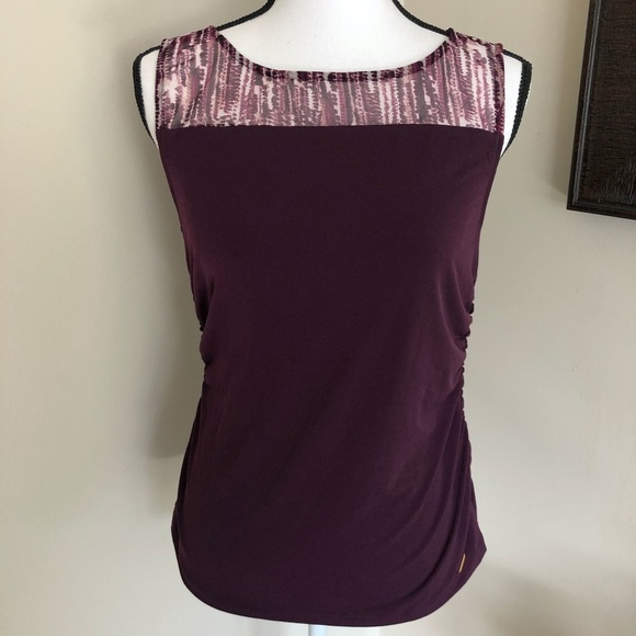 *CALVIN KLEIN* Purple Sheer Shoulder Top Size Small NWT - Picture 1 of 8